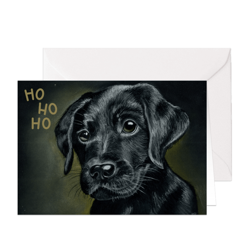 KNGF Geleidehond kerstkaart HoHoHo - Kaartimpressie