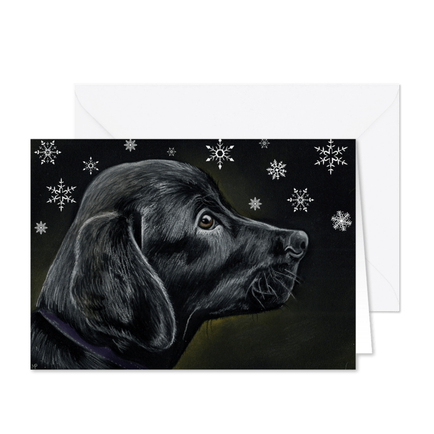 KNGF Geleidehond kerstkaart sneeuw - Kaartimpressie