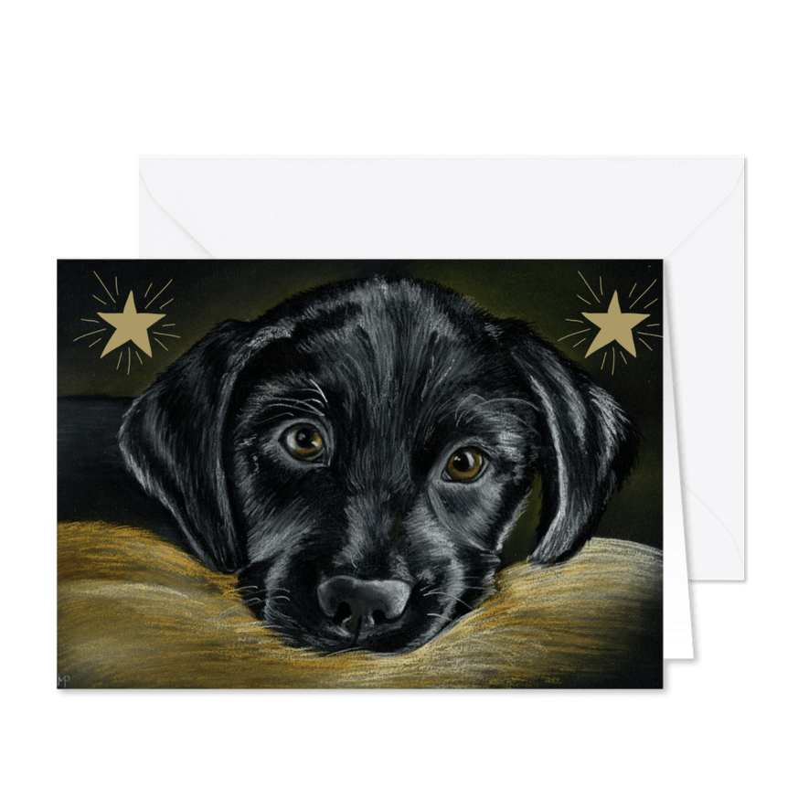 KNGF geleidehond kerstkaart ster - Kaartimpressie