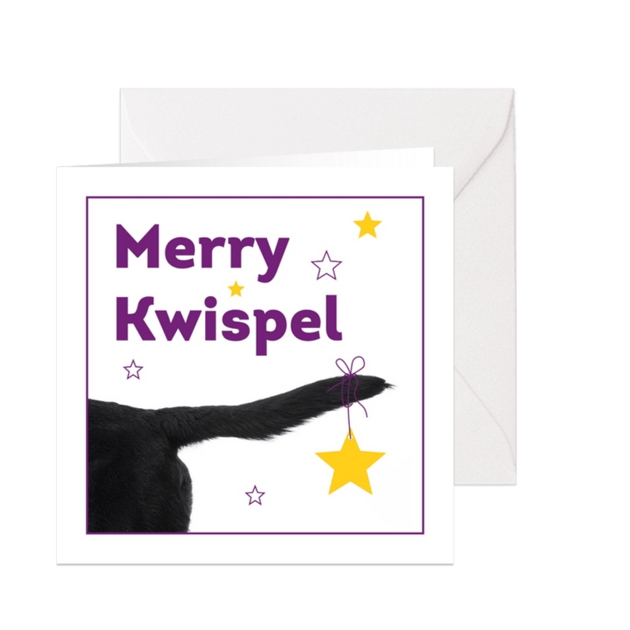 KNGF kerstkaart merry kwispel - Kaartimpressie