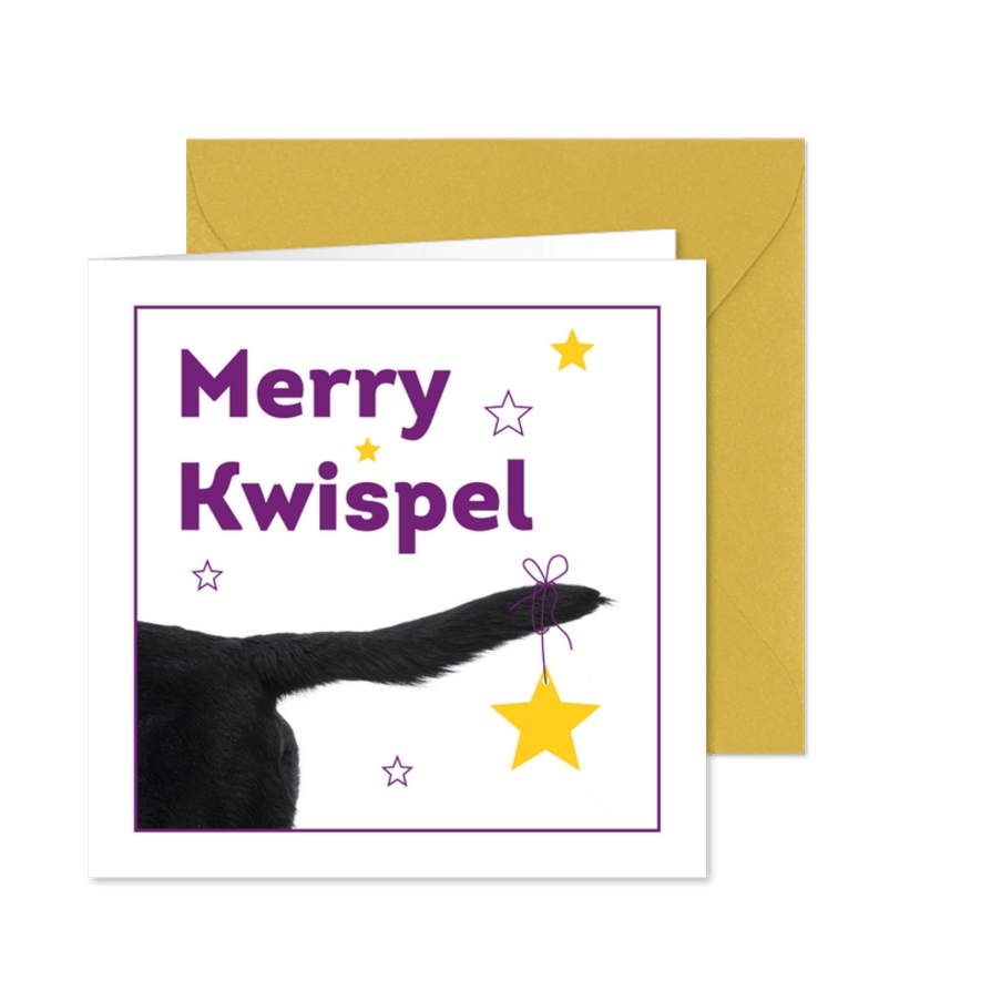 KNGF kerstkaart merry kwispel - Kaartimpressie