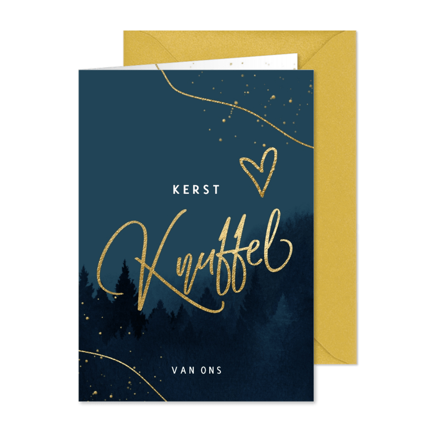 Knuffel kerstkaart sterkte van ons goud hart - Kaartimpressie