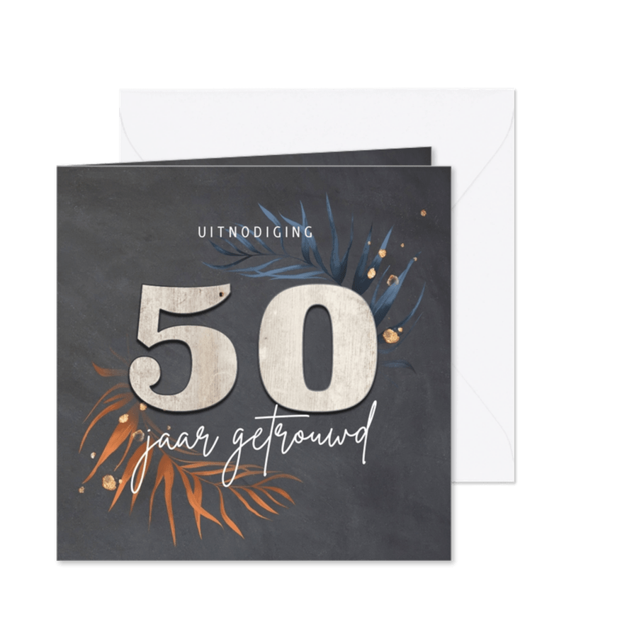 Krijtbord 50 jaar huwelijk - hout cijfers - Kaartimpressie