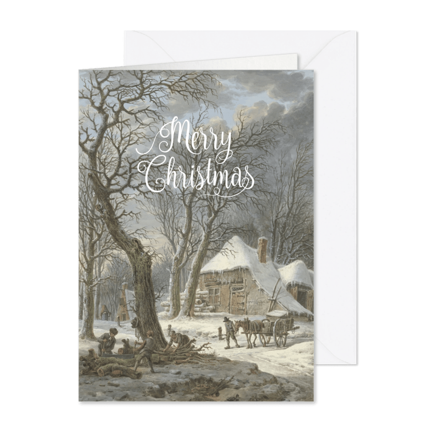 Kunst kerstkaart winterlandschap Pieter Barbiersz - Kaartimpressie