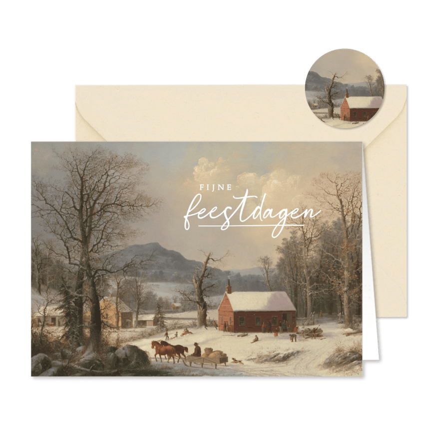 Kunst kerstkaart winterlandschap - Kaartimpressie