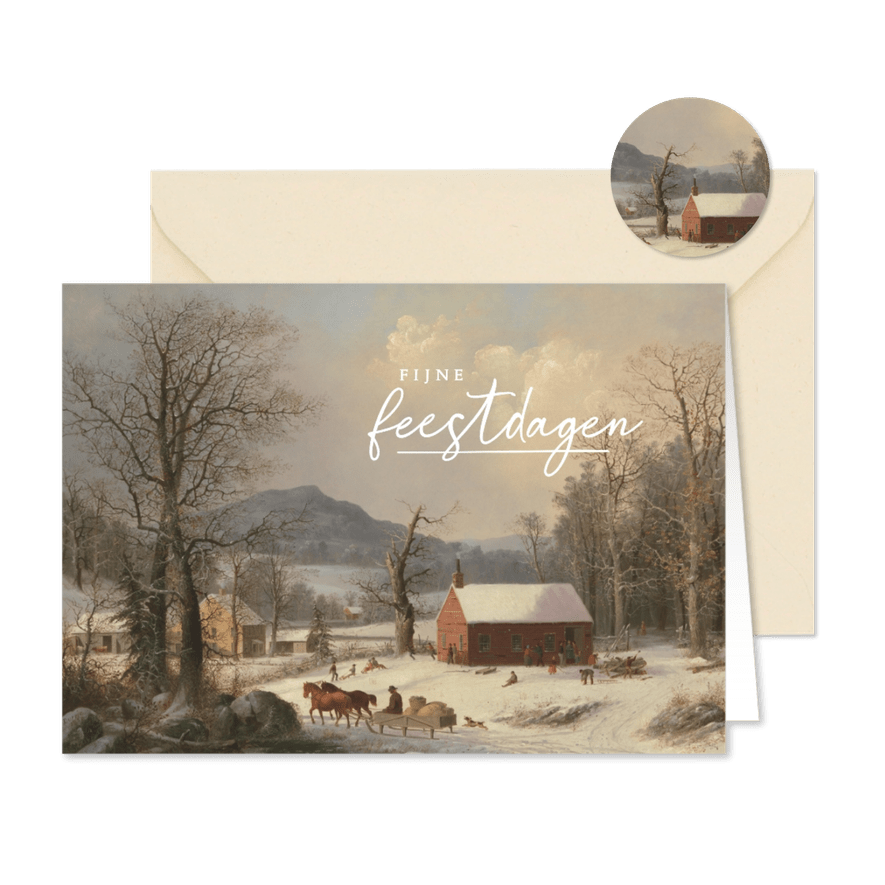 Kunst kerstkaart winterlandschap - Kaartimpressie