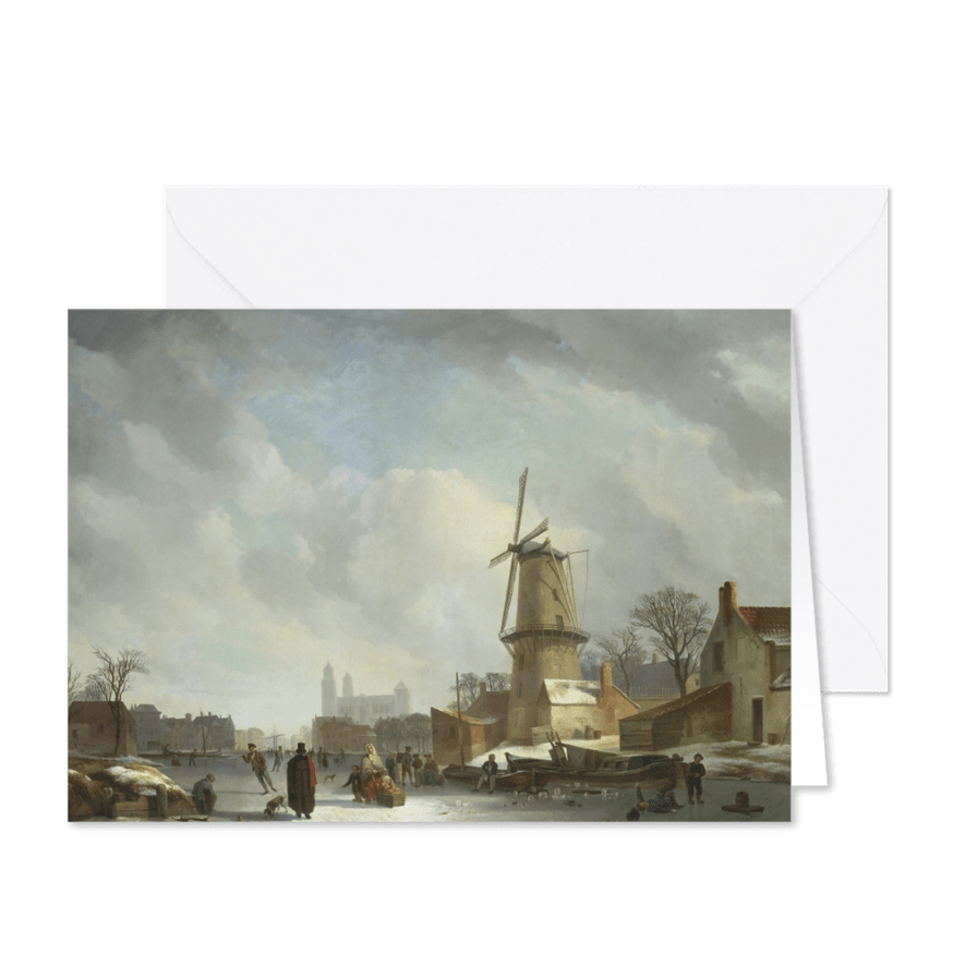 kunstkaart van Johannes Couwenberg. IJsvermaak - Kaartimpressie