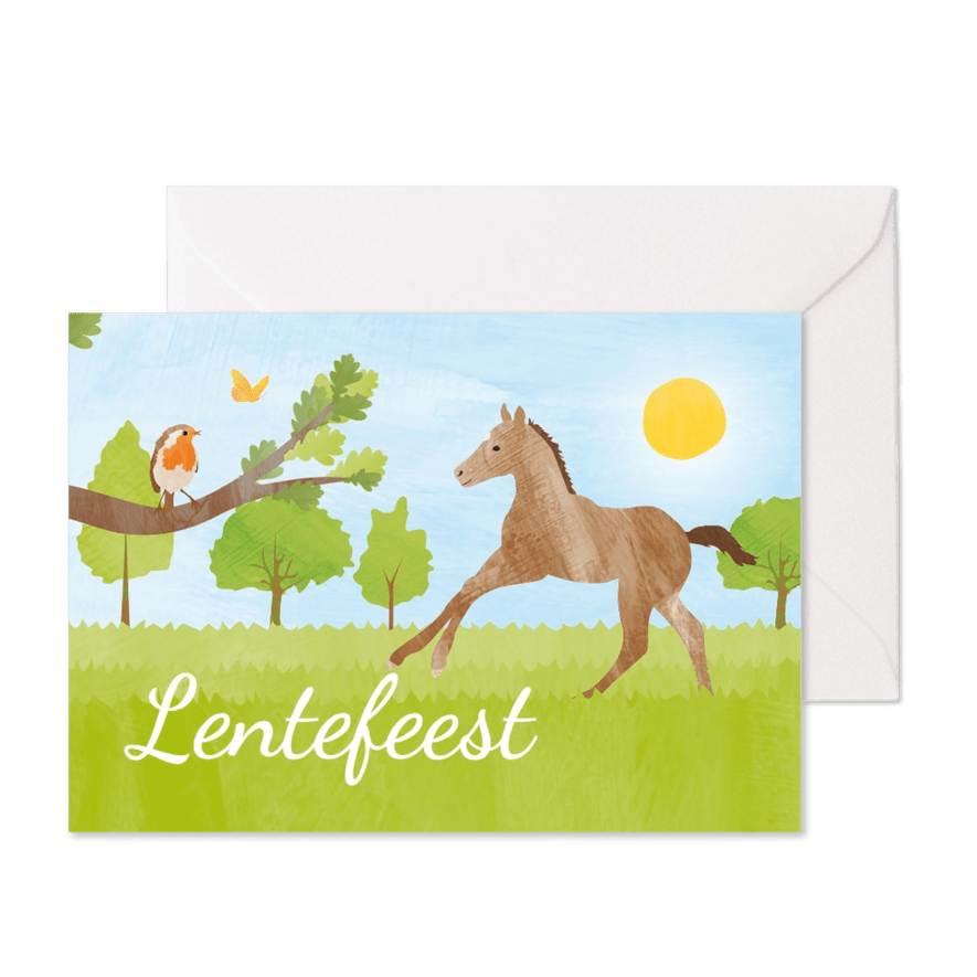 Lentefeest met veulen en vogel - Kaartimpressie