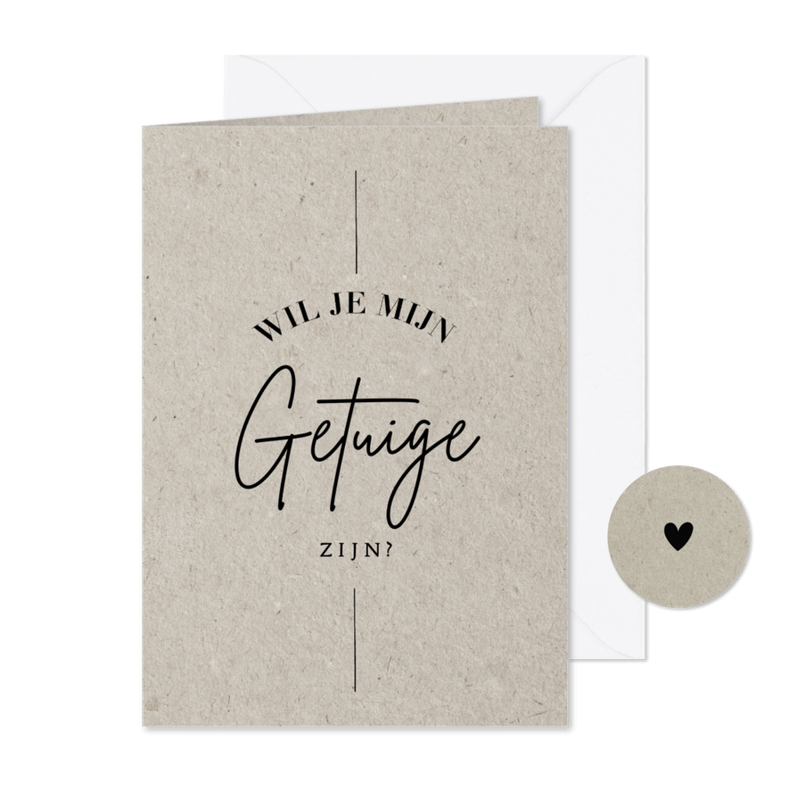 Less is more getuige kaart trouwerij kraftlook moderne typo - Kaartimpressie