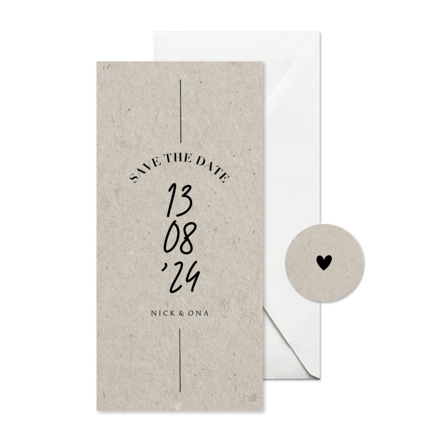 Less is more save the date trouwkaart met datum typografie - Kaartimpressie