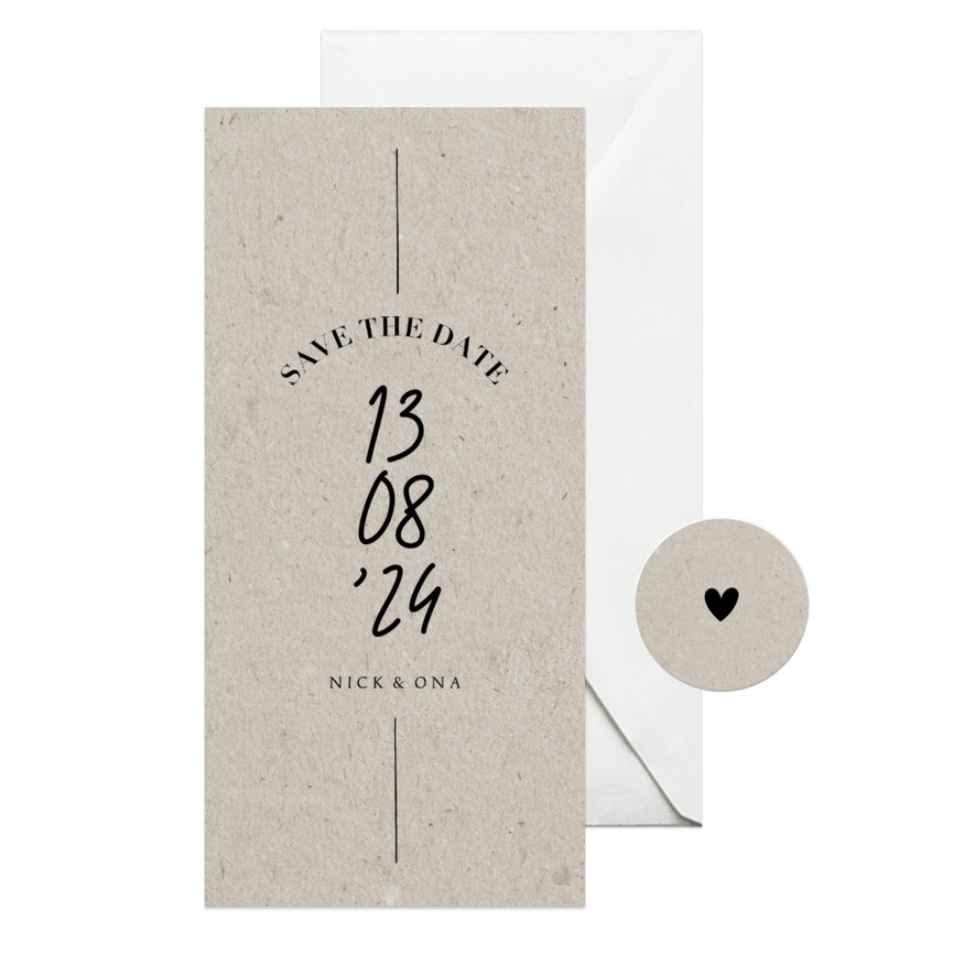 Less is more save the date trouwkaart met datum typografie - Kaartimpressie