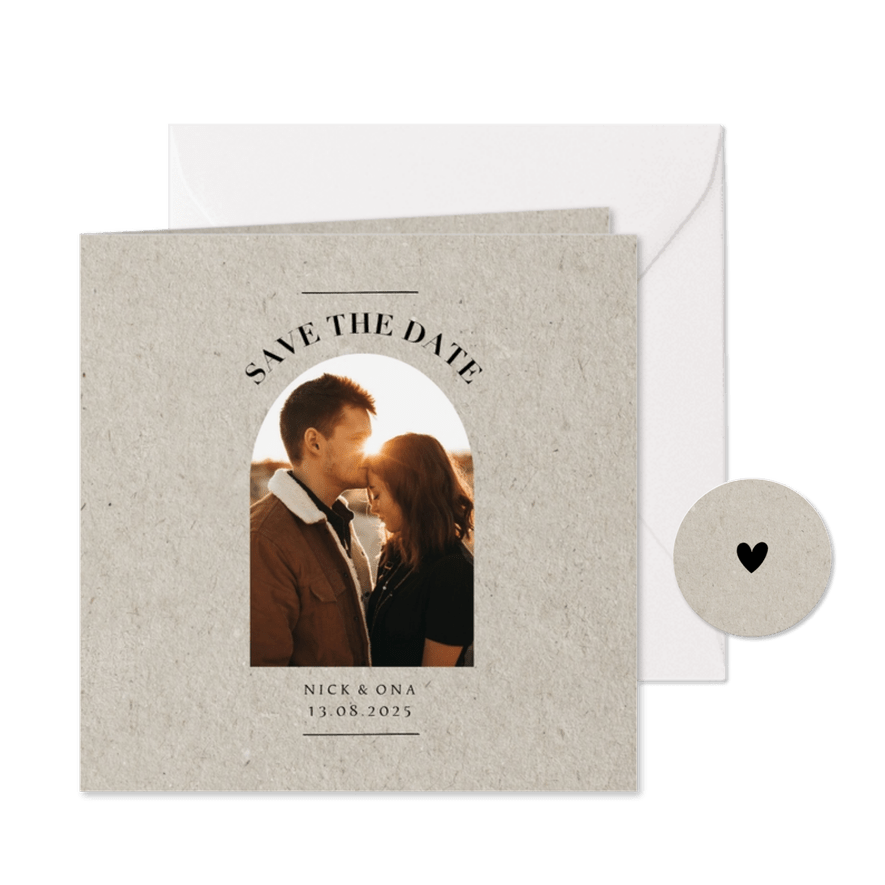 Less is more save the date trouwkaart met eigen foto - Kaartimpressie