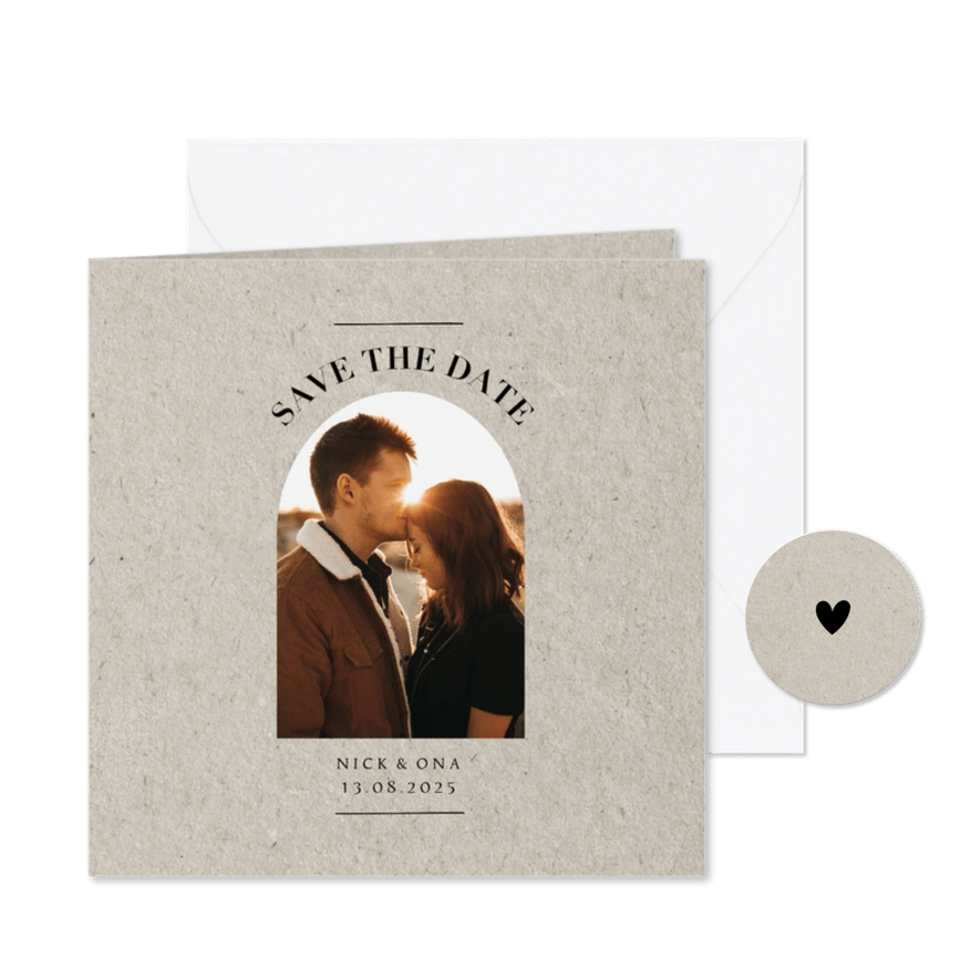 Less is more save the date trouwkaart met eigen foto - Kaartimpressie