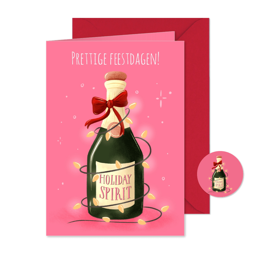 Leuke kerstkaart met kerstlampjes en holiday spirit - Kaartimpressie