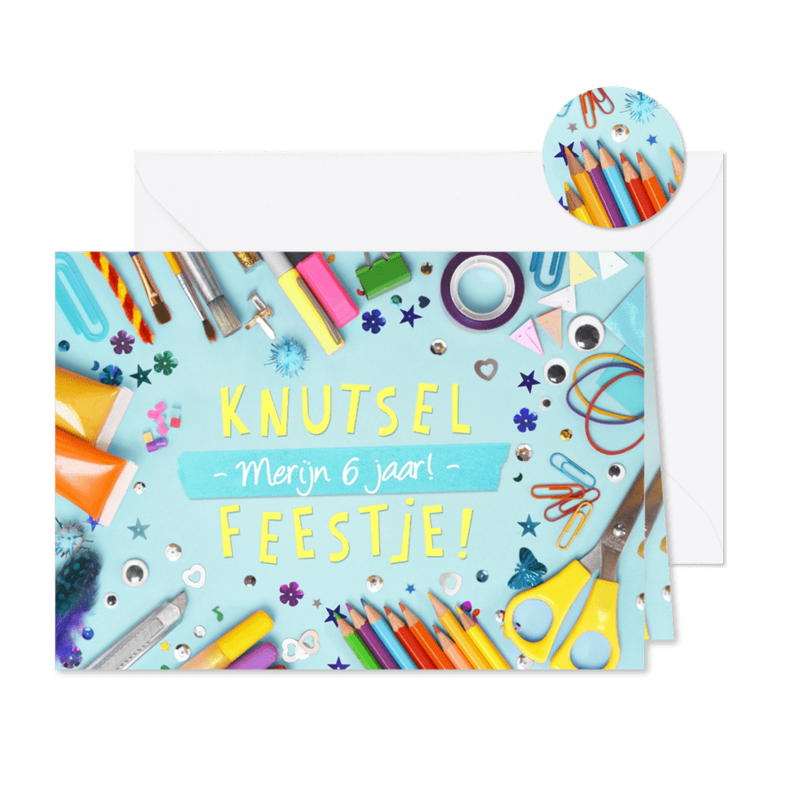 Leuke uitnodiging creatief kinderfeestje of knutselfeestje - Kaartimpressie