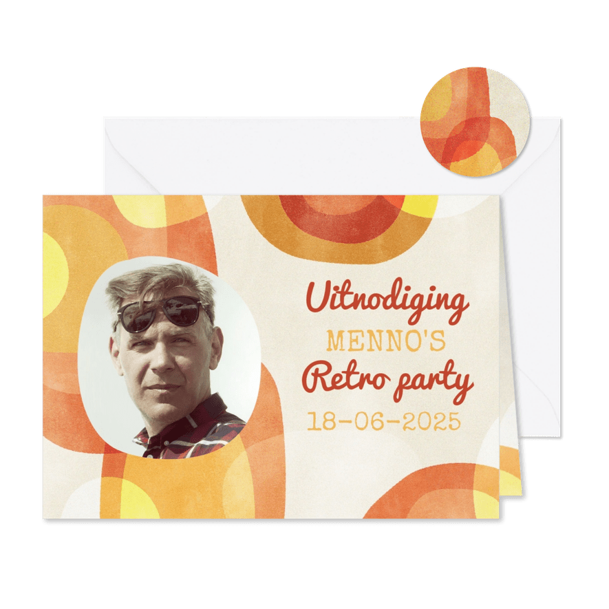 Leuke uitnodiging voor verjaardagsfeest met retro thema - Kaartimpressie