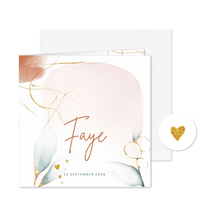 Lief abstract botanisch geboortekaartje - Kaartimpressie