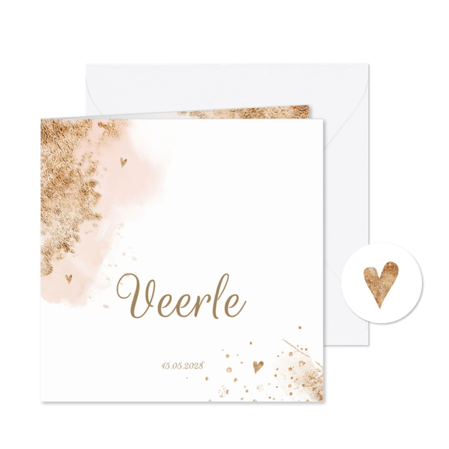 Lief aquarel geboortekaartje meisje - Kaartimpressie