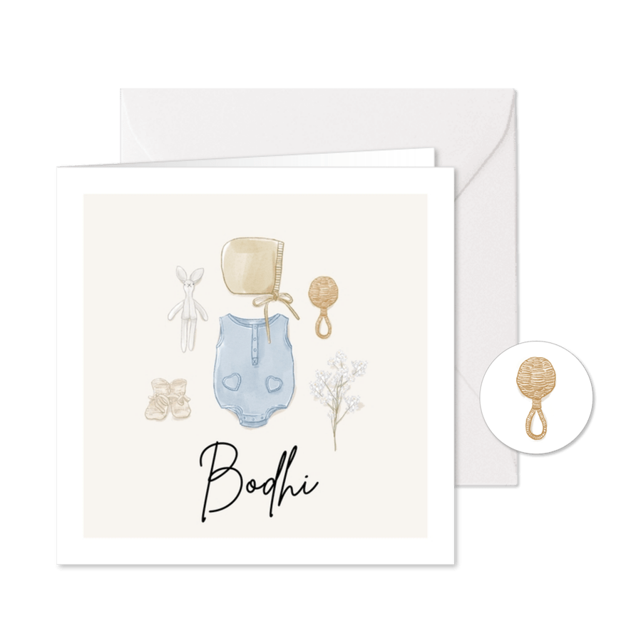 Lief geboortekaartje illustraties in watercolour stijl - Kaartimpressie