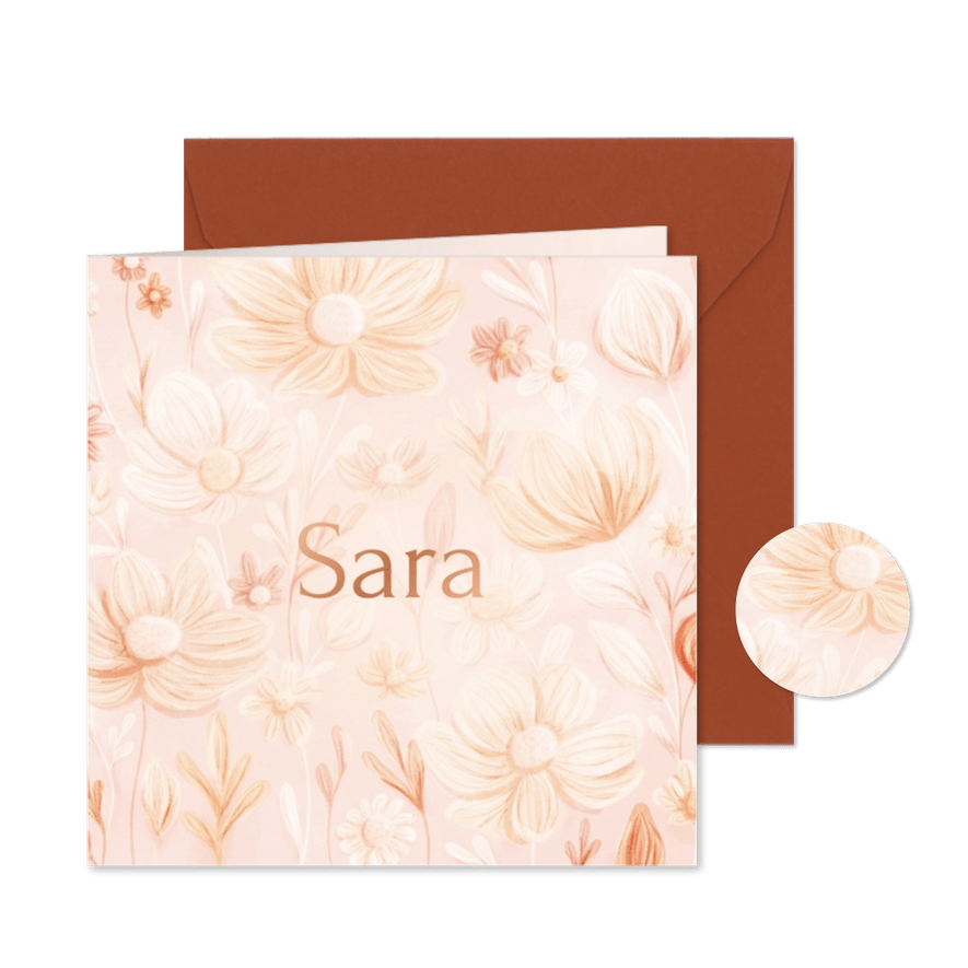 Lief geboortekaartje met waterverf bloemen in pasteltinten - Kaartimpressie