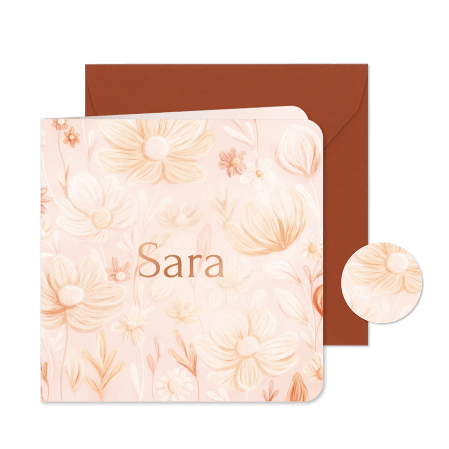 Lief geboortekaartje met waterverf bloemen in pasteltinten - Kaartimpressie