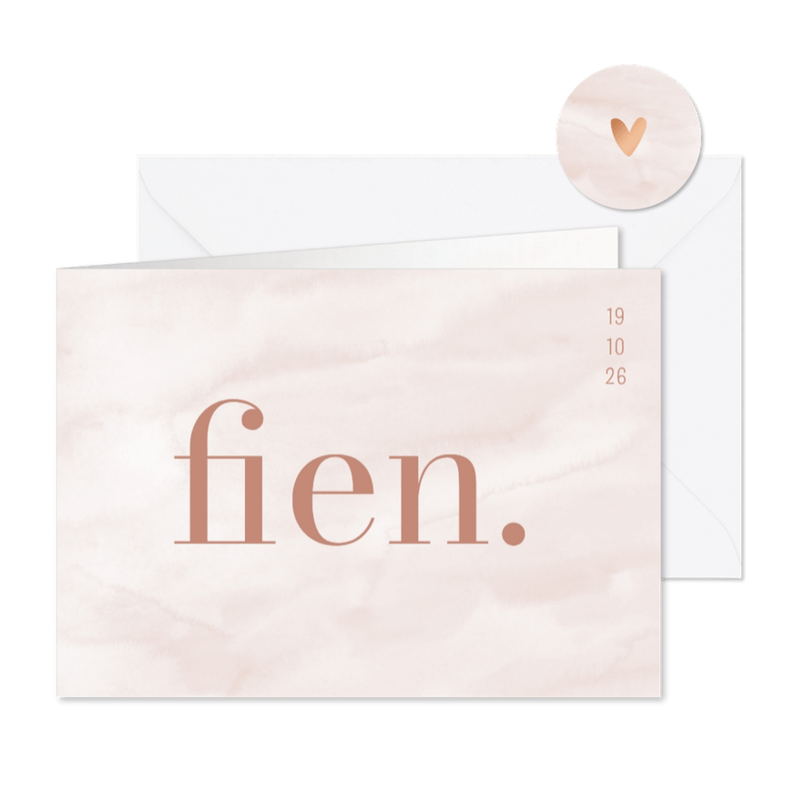 Lief geboortekaartje met zachte terra kleur waterverf - Kaartimpressie