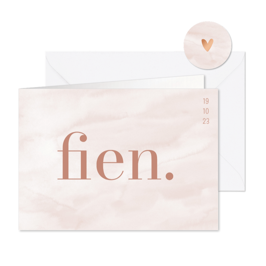 Lief geboortekaartje met zachte terra kleur waterverf - Kaartimpressie