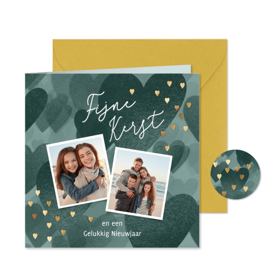 Lief kerstkaartje met foto's en hartjes - Kaartimpressie