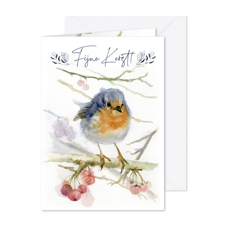 Lief kerstkaartje met roodborst - Kaartimpressie