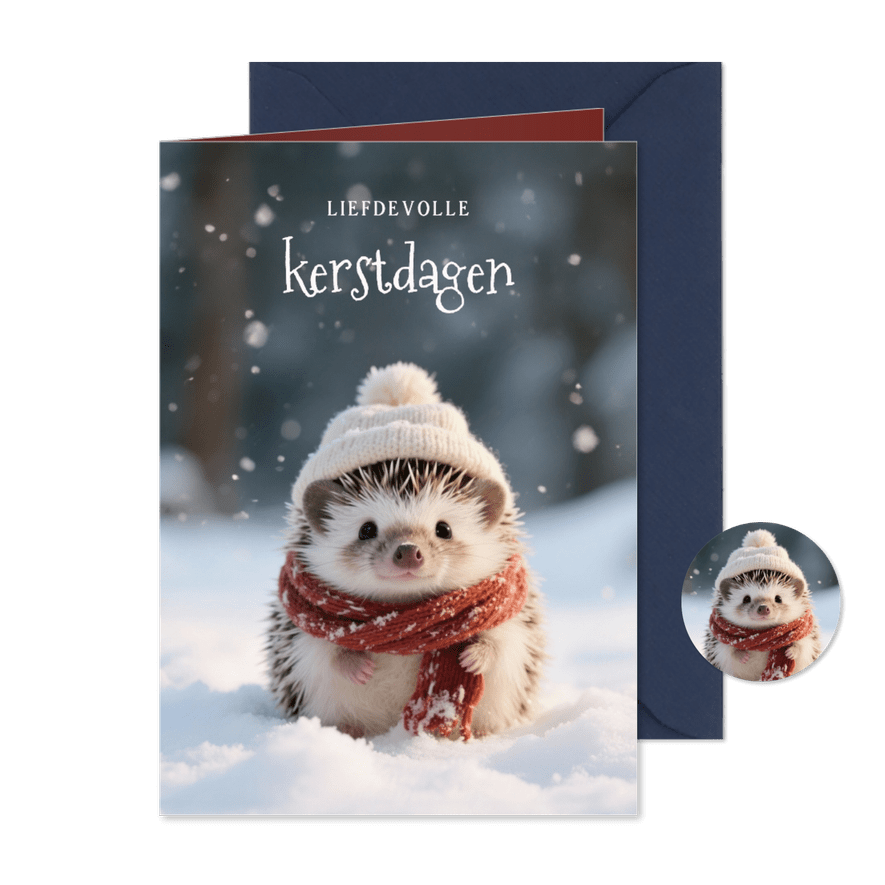 Lief kerstkaartje met schattig egeltje liefdevolle kerst - Kaartimpressie