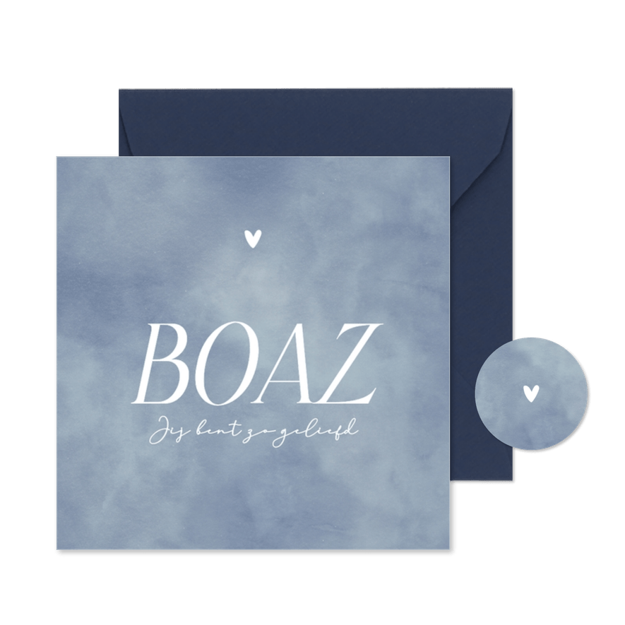 Lief minimalistisch blauw waterverf geboortekaartje jongen - Kaartimpressie