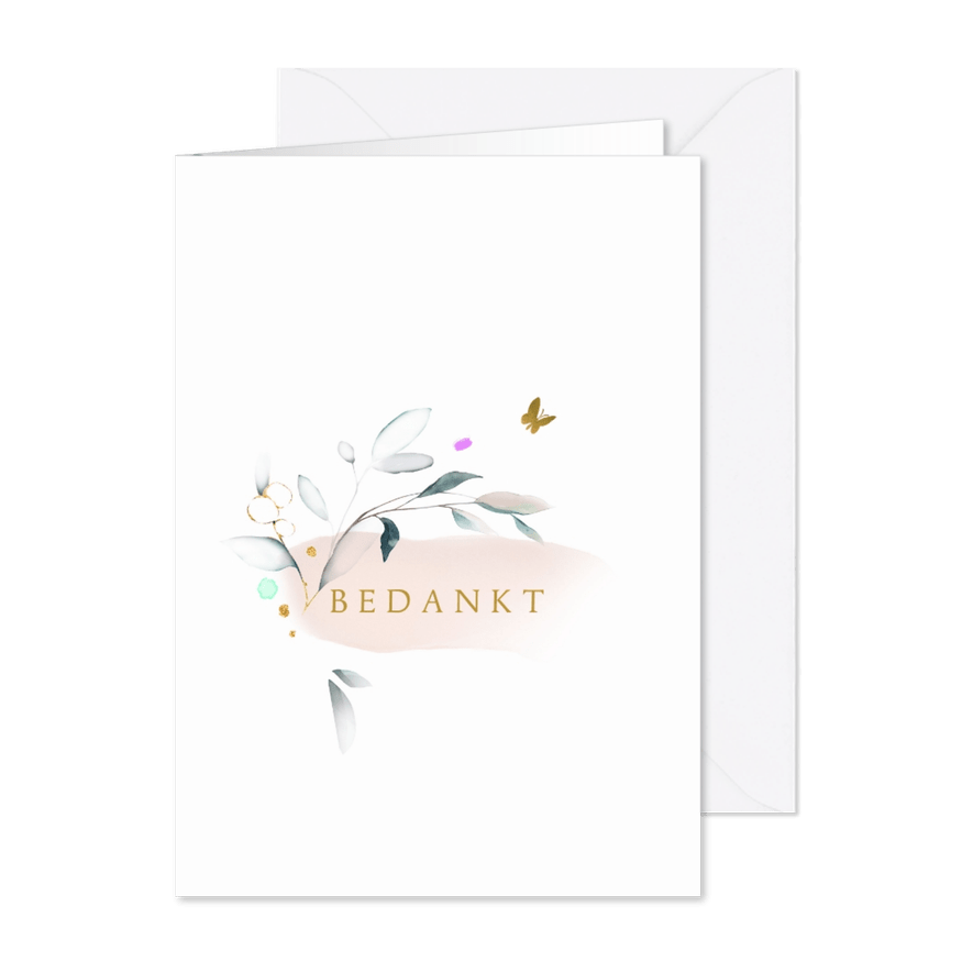 Liefdevolle dankbetuiging overlijden met bloesems - Kaartimpressie