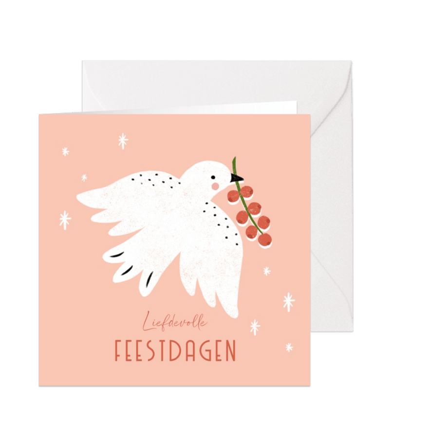 Liefdevolle kerstwens met vogel  - Kaartimpressie