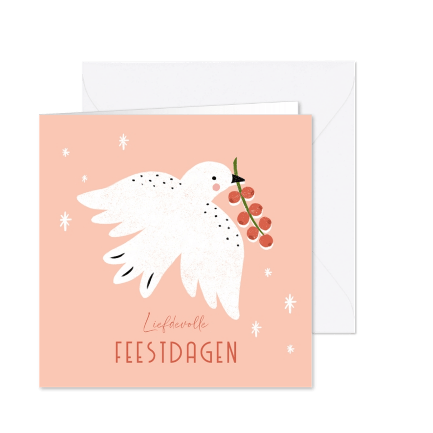 Liefdevolle kerstwens met vogel - Kaartimpressie
