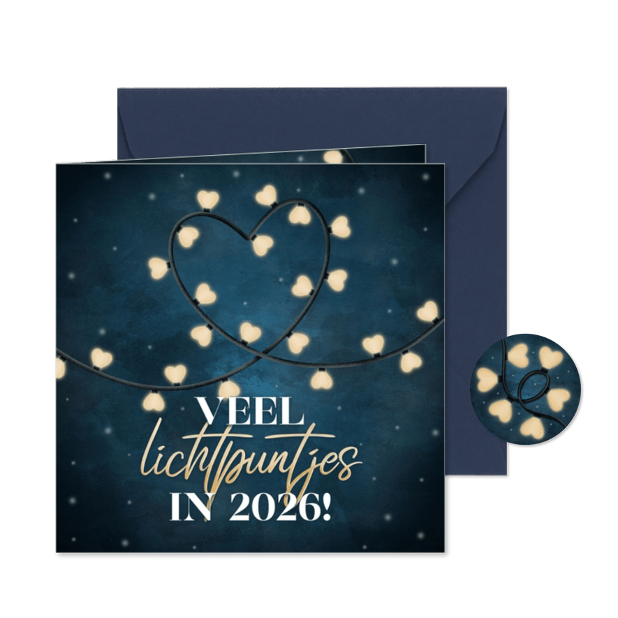 Liefdevolle nieuwjaarskaart veel lichtpuntjes in 2026 - Kaartimpressie