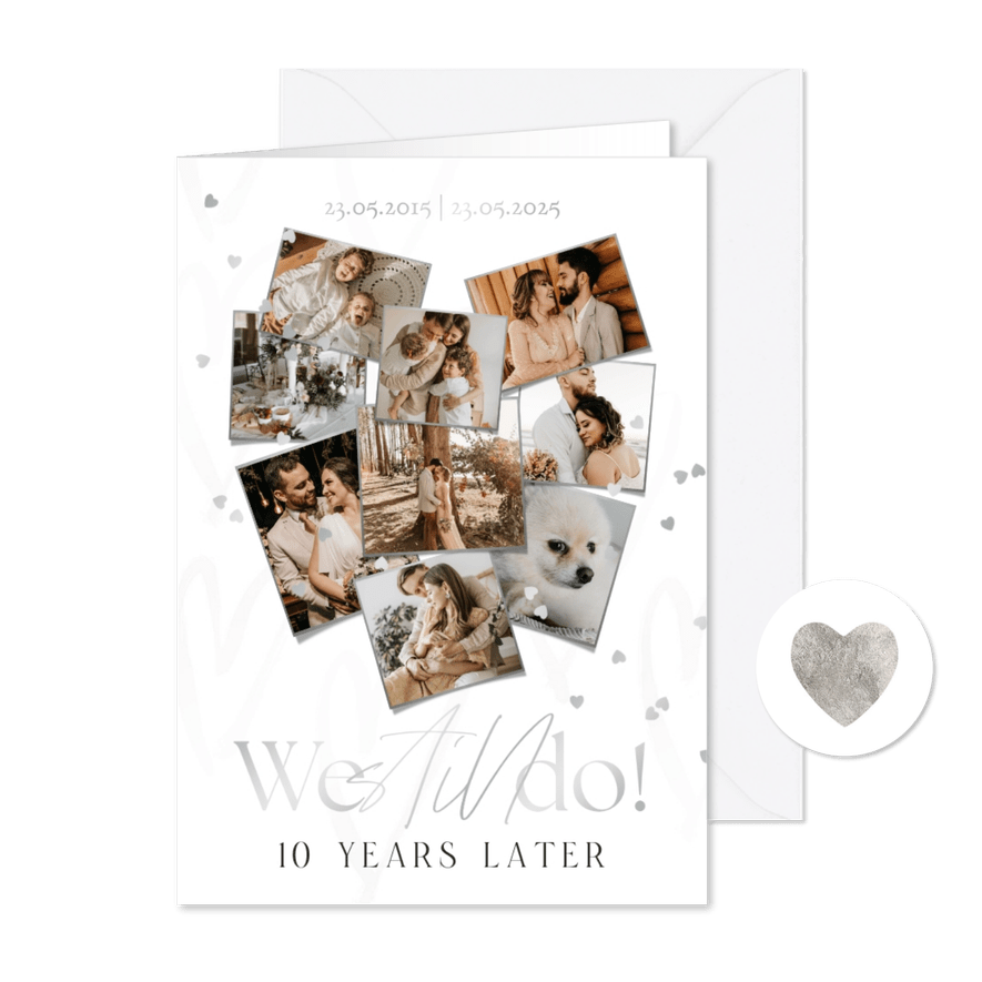 Liefdevolle uitnodiging jubileum huwelijk collage hart - Kaartimpressie