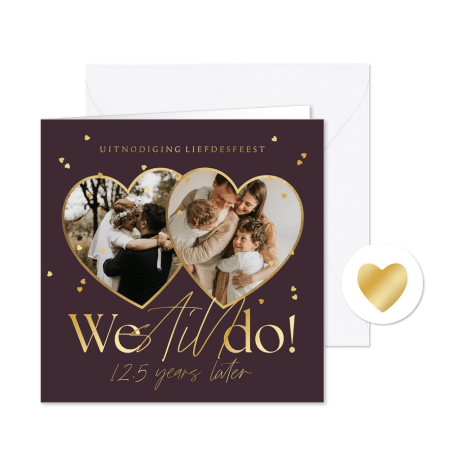 Liefdevolle uitnodiging jubileum huwelijk 'we still do' - Kaartimpressie