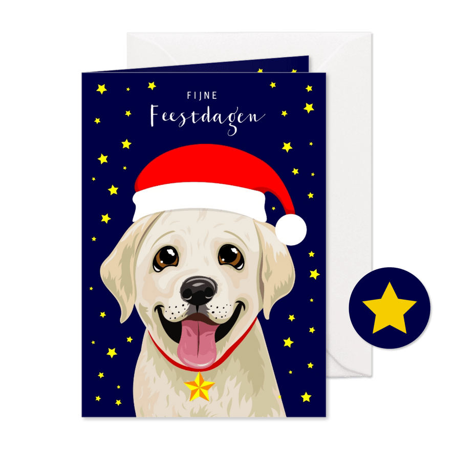 Lieve kerstkaart met labrador puppy - Kaartimpressie