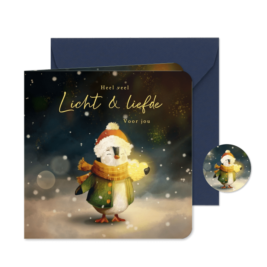 Lieve kerstkaart om iemand licht en liefde te wensen - Kaartimpressie