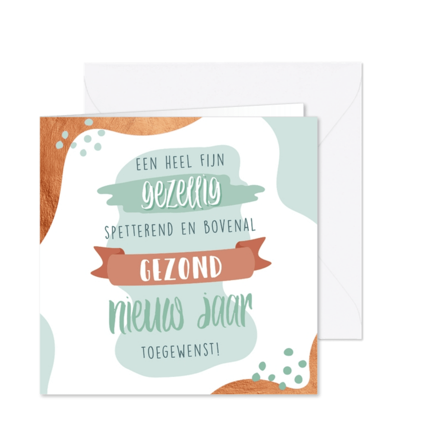 Lieve nieuwjaarskaart met typografie - Kaartimpressie