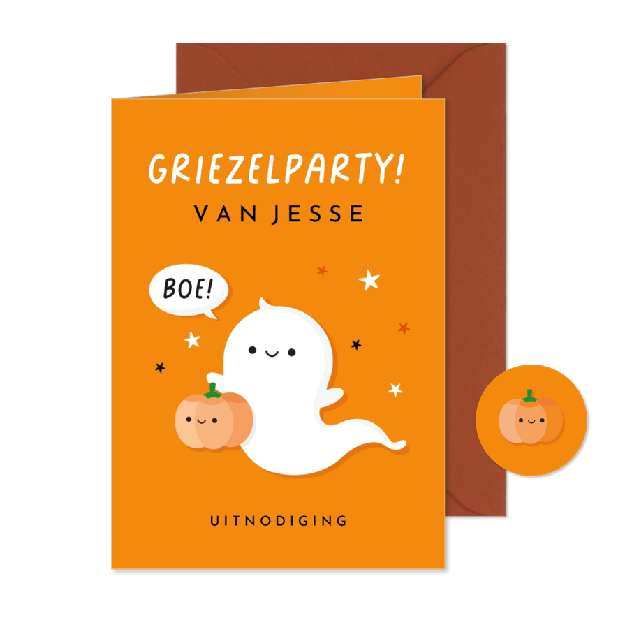 Lieve uitnodiging voor een griezel Halloween kinderfeestje - Kaartimpressie