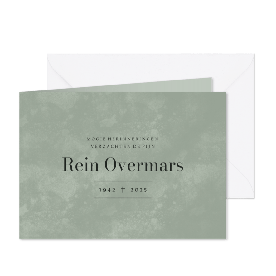 Liggende groene waterverf rouwkaart minimalistisch - Kaartimpressie