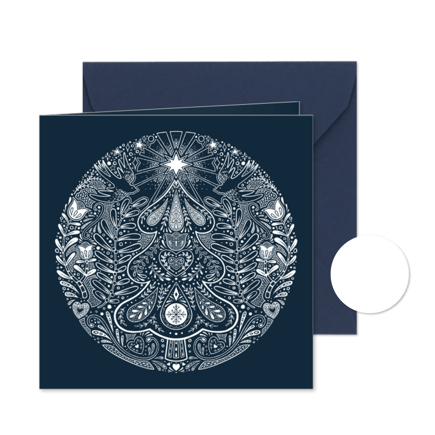 Linosnede kerstkaart - Kaartimpressie