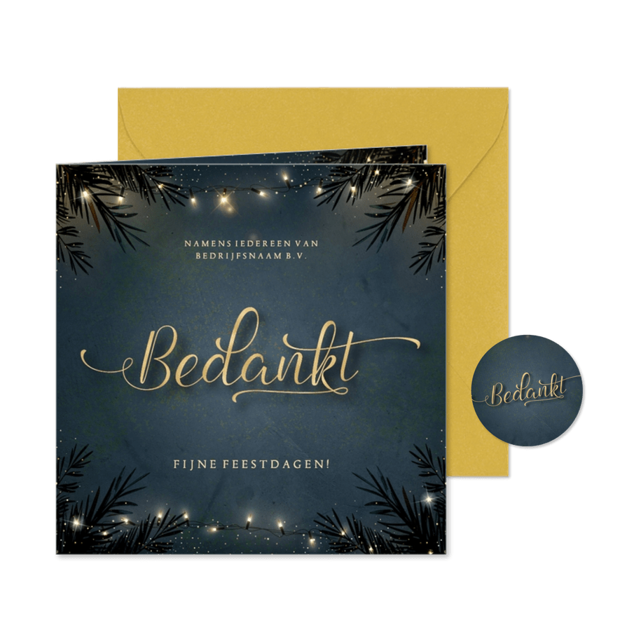 Luxe zakelijk bedankkaart kerst met goudlook typografie  - Kaartimpressie