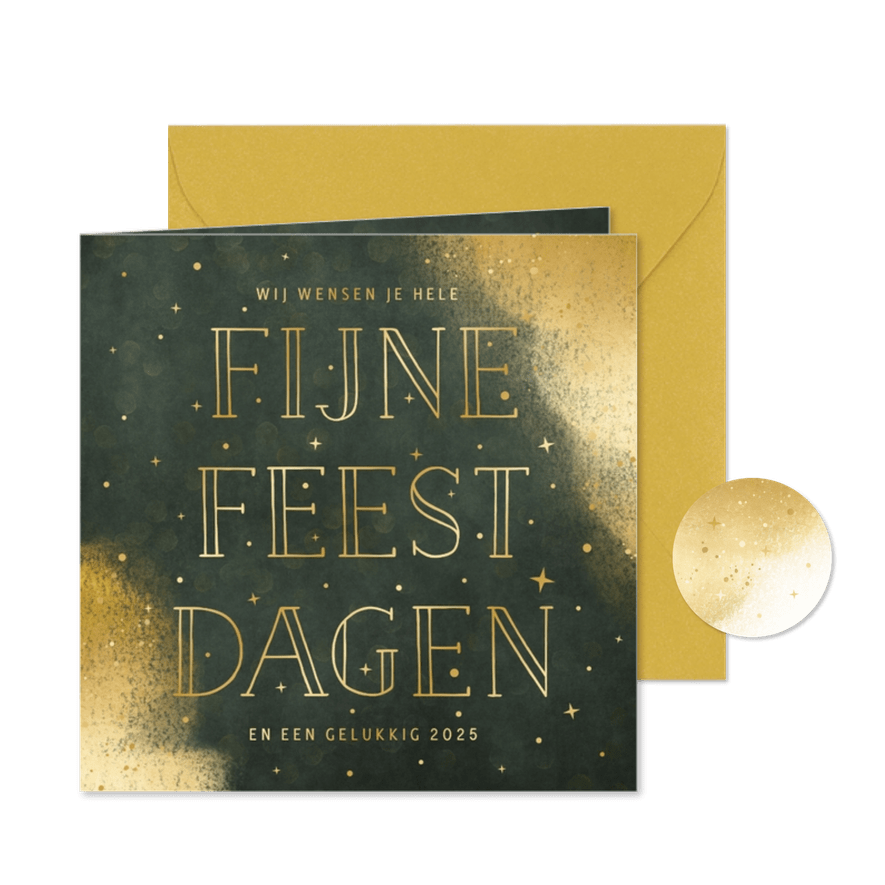 Luxe zakelijke kerstkaart met goudfolie fijne feestdagen - Kaartimpressie