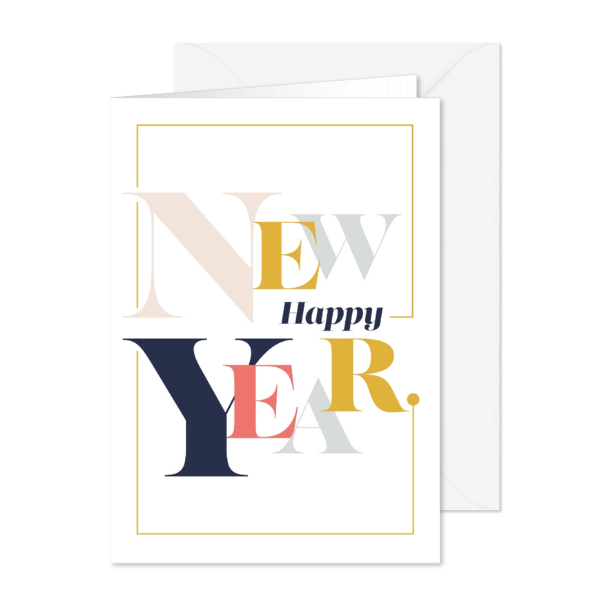 Magazine typografie nieuwjaarskaart - Kaartimpressie