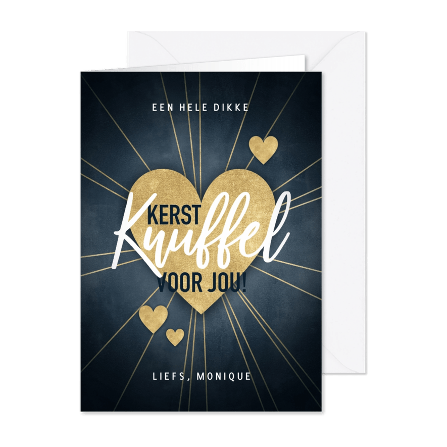 Make-A-Wish kerstkaart kerstknuffel met hart - Kaartimpressie