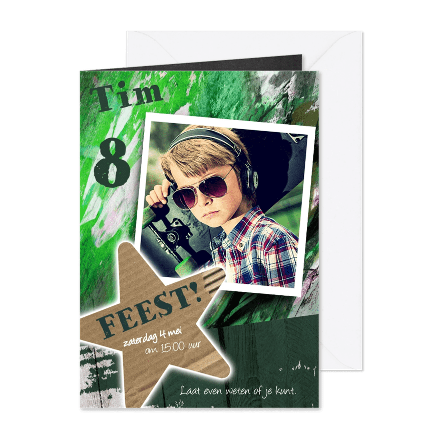 Mega stoere uitnodiging - Kaartimpressie