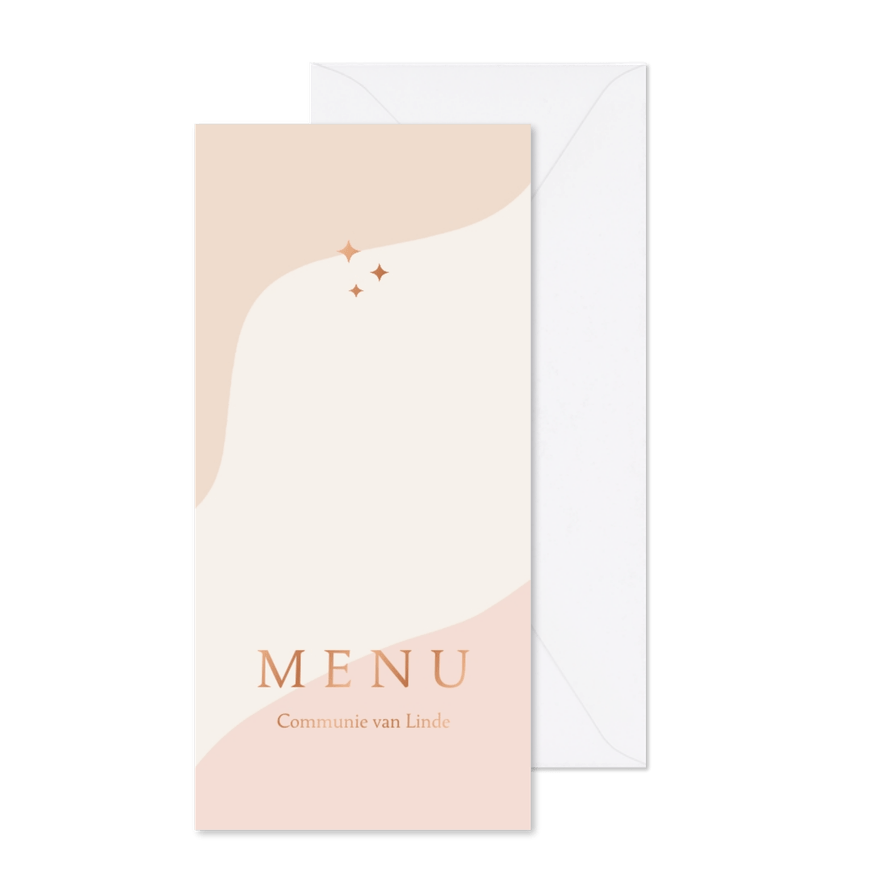 Menukaart abstracte vormen en sterretjes communie - Kaartimpressie