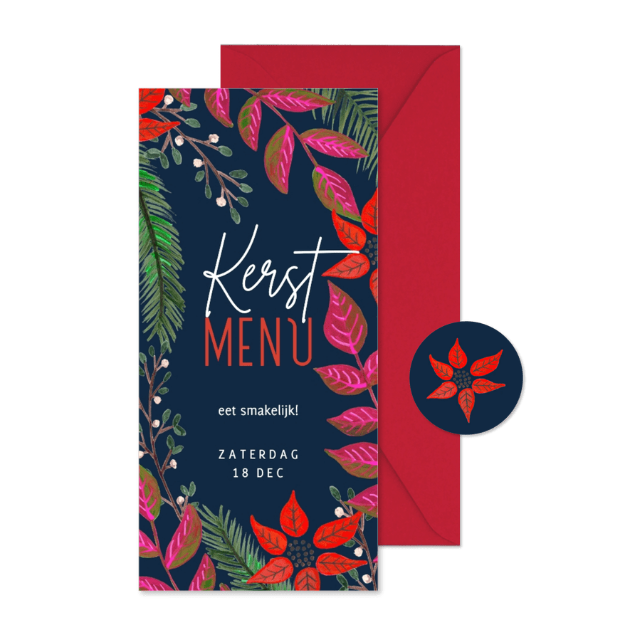 Menukaart botanisch kerstdiner - Kaartimpressie